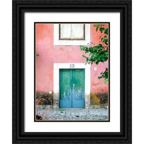 Little door in Lisbon Black Ornate Wood Framed Art Print with Double Matting by Zwart, Raisa