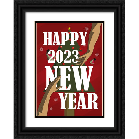 Happy New Year Soulmate Black Ornate Wood Framed Art Print with Double Matting by Elmoudden, Omar