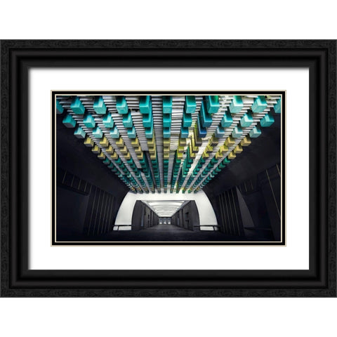 Nafplion Pallas Black Ornate Wood Framed Art Print with Double Matting by T, Nico