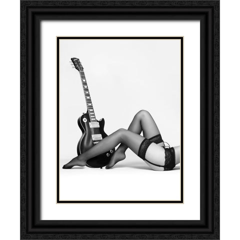 Rock n Legs Black Ornate Wood Framed Art Print with Double Matting by Drake, David