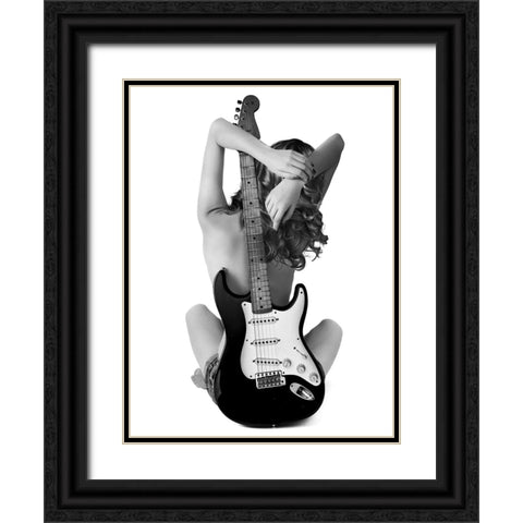Lady And The Strat Black Ornate Wood Framed Art Print with Double Matting by Drake, David