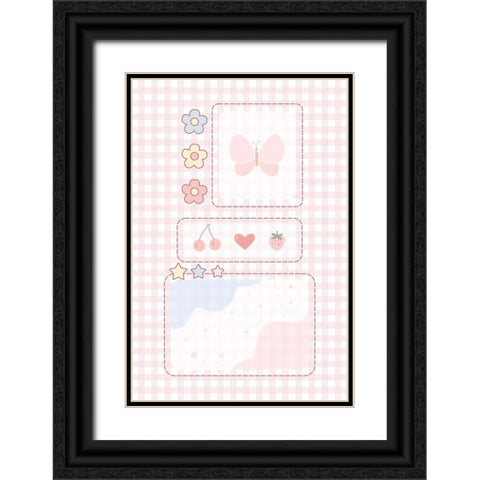 Pink Aesthetic Black Ornate Wood Framed Art Print with Double Matting by Thai, Xuan