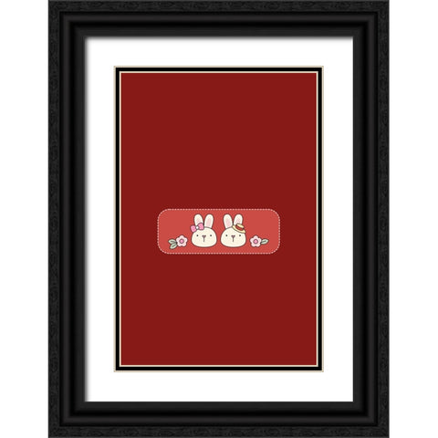 Bunny Bunny Love Black Ornate Wood Framed Art Print with Double Matting by Thai, Xuan