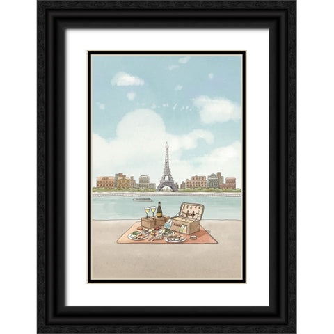 Paris Black Ornate Wood Framed Art Print with Double Matting by Thai, Xuan