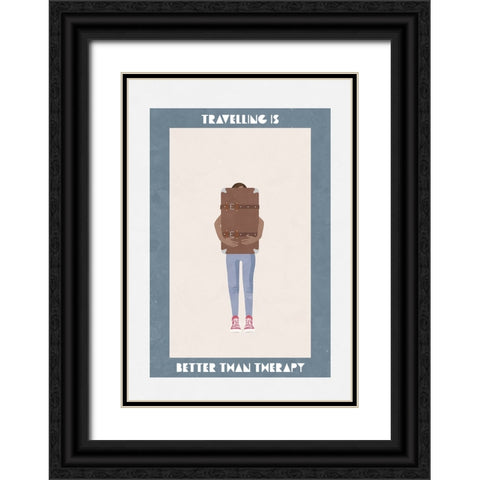 Travelling is better than therapy Black Ornate Wood Framed Art Print with Double Matting by Manovski, Sarah