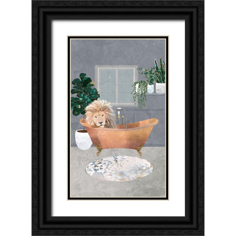 Leo Lion in Copper Bath Black Ornate Wood Framed Art Print with Double Matting by Manovski, Sarah
