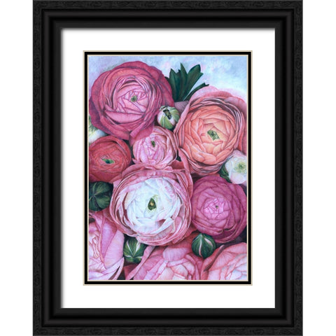 Arleth ranunculus bouquet in cold pink Black Ornate Wood Framed Art Print with Double Matting by Laiz Blursbyai, Rosana