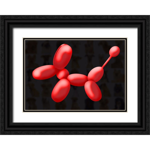 Balloon Dog Black Ornate Wood Framed Art Print with Double Matting by Harstedt, Tomas