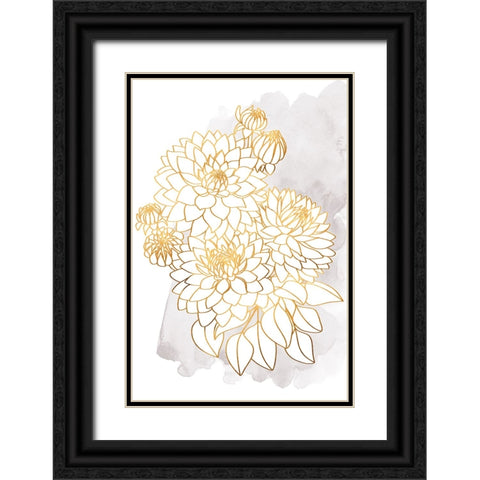 Pacey bouquet in gold and grey Black Ornate Wood Framed Art Print with Double Matting by Laiz Blursbyai, Rosana