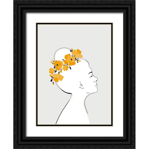Floral Sanyu portrait Black Ornate Wood Framed Art Print with Double Matting by Laiz Blursbyai, Rosana