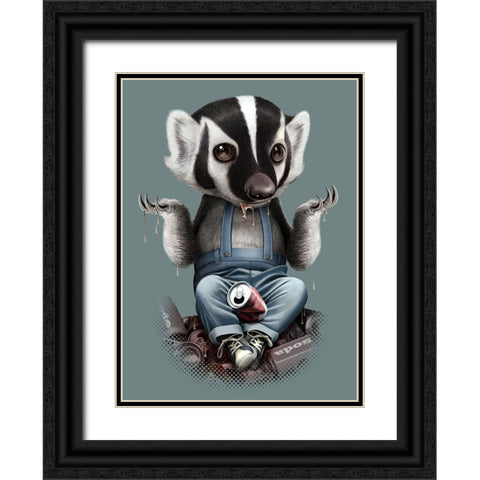 Badger Chill Black Ornate Wood Framed Art Print with Double Matting by Lawless, Adam