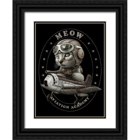 Meow Academy Black Ornate Wood Framed Art Print with Double Matting by Lawless, Adam
