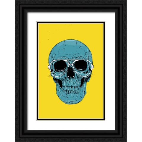 Blue Skull Black Ornate Wood Framed Art Print with Double Matting by Solti, Balazs