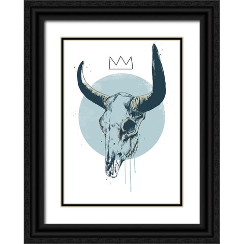 Bull skull Black Ornate Wood Framed Art Print with Double Matting by Solti, Balazs