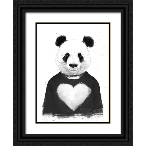 Lovely Panda Black Ornate Wood Framed Art Print with Double Matting by Solti, Balazs
