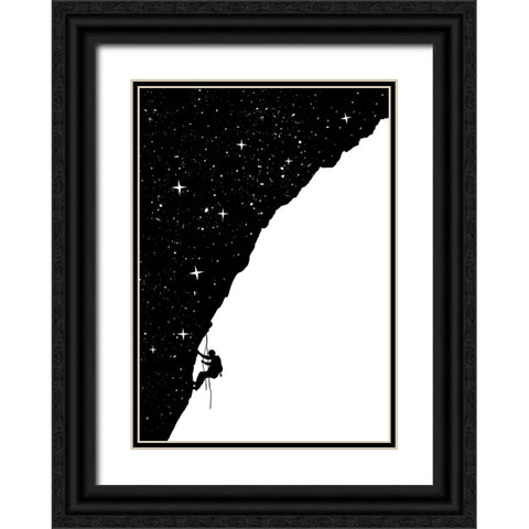 Night climbing (bw) Black Ornate Wood Framed Art Print with Double Matting by Solti, Balazs