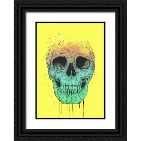 Pop Art Skull Black Ornate Wood Framed Art Print with Double Matting by Solti, Balazs