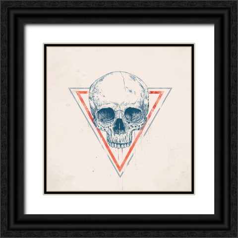 Skull in triangles Black Ornate Wood Framed Art Print with Double Matting by Solti, Balazs