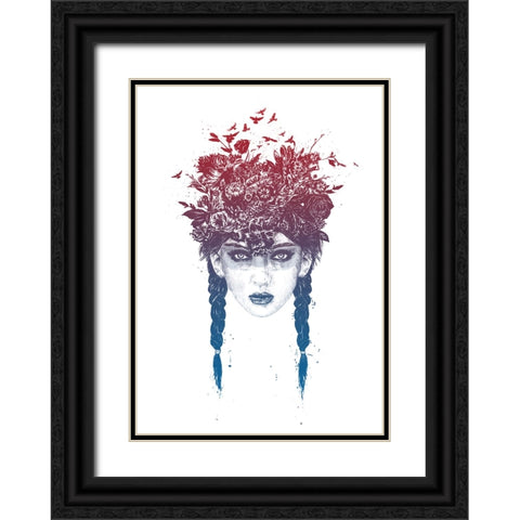 Summer girl Black Ornate Wood Framed Art Print with Double Matting by Solti, Balazs