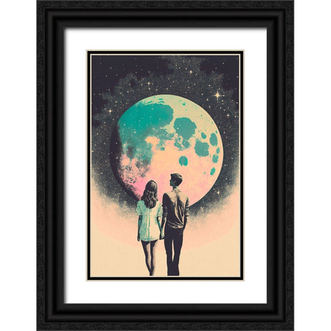 To The Moon And Back Black Ornate Wood Framed Art Print with Double Matting by Treechild