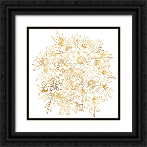 Nanette line art bouquet in gold Black Ornate Wood Framed Art Print with Double Matting by Laiz Blursbyai, Rosana