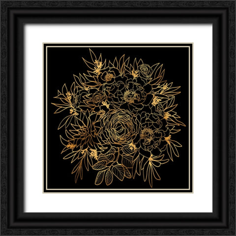 Nanette bouquet in gold and black Black Ornate Wood Framed Art Print with Double Matting by Laiz Blursbyai, Rosana