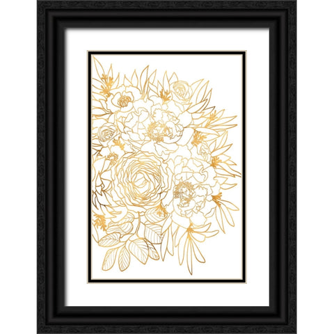 Nanette floral art in gold Black Ornate Wood Framed Art Print with Double Matting by Laiz Blursbyai, Rosana