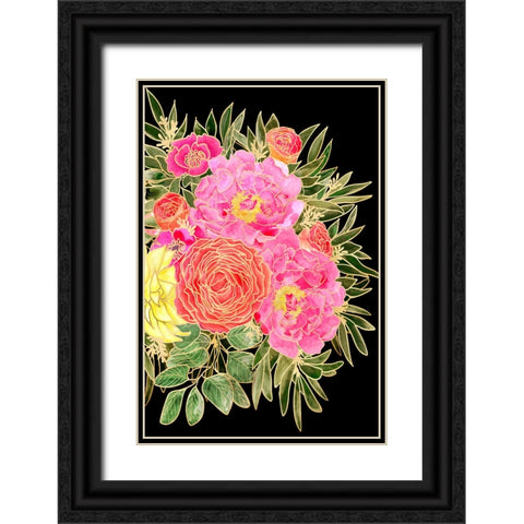 Nanette floral art in bright colors Black Ornate Wood Framed Art Print with Double Matting by Laiz Blursbyai, Rosana