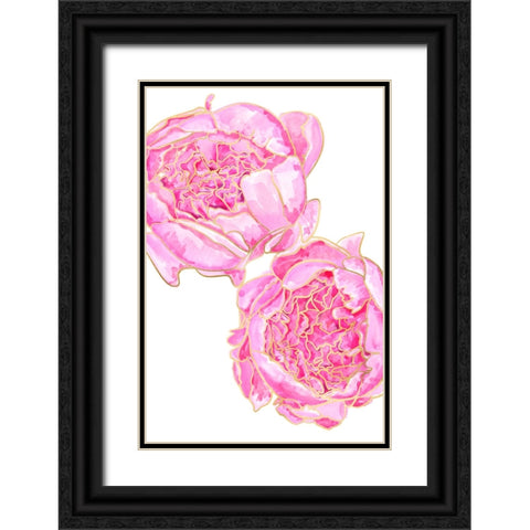 Sallys peonies Black Ornate Wood Framed Art Print with Double Matting by Laiz Blursbyai, Rosana