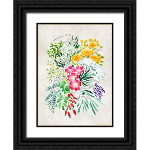 Medicinal herbs in vintage gray Black Ornate Wood Framed Art Print with Double Matting by Laiz Blursbyai, Rosana