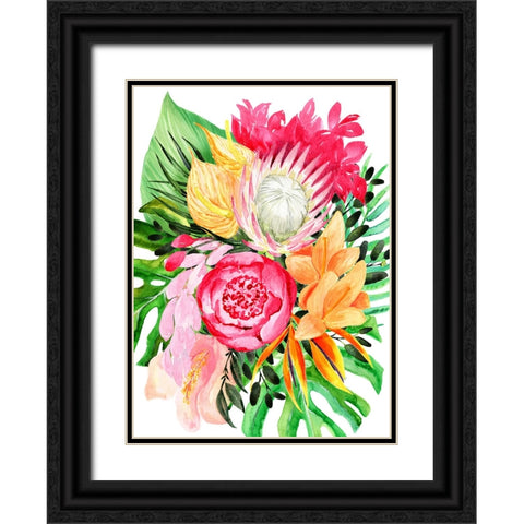 Celia tropical bouquet Black Ornate Wood Framed Art Print with Double Matting by Laiz Blursbyai, Rosana