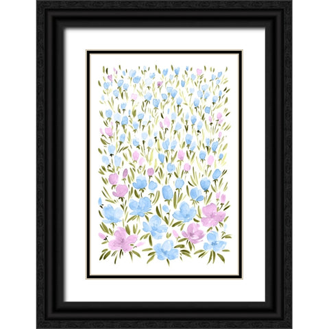 Field of purple and blue flowers Black Ornate Wood Framed Art Print with Double Matting by Laiz Blursbyai, Rosana