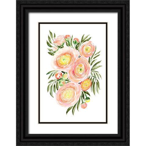 Savanna bouquet of coral ranunculus Black Ornate Wood Framed Art Print with Double Matting by Laiz Blursbyai, Rosana