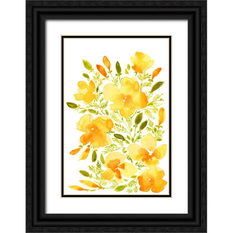 Watercolor California poppies quad 1 Black Ornate Wood Framed Art Print with Double Matting by Laiz Blursbyai, Rosana