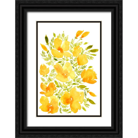 Watercolor California poppies quad 2 Black Ornate Wood Framed Art Print with Double Matting by Laiz Blursbyai, Rosana