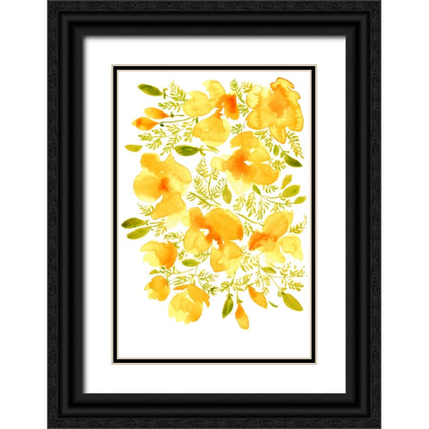 Watercolor California poppies quad 3 Black Ornate Wood Framed Art Print with Double Matting by Laiz Blursbyai, Rosana