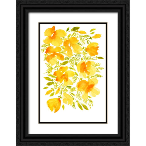 Watercolor California poppies quad 4 Black Ornate Wood Framed Art Print with Double Matting by Laiz Blursbyai, Rosana