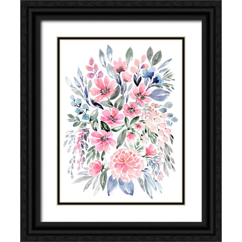 Clara watercolor bouquet Black Ornate Wood Framed Art Print with Double Matting by Laiz Blursbyai, Rosana
