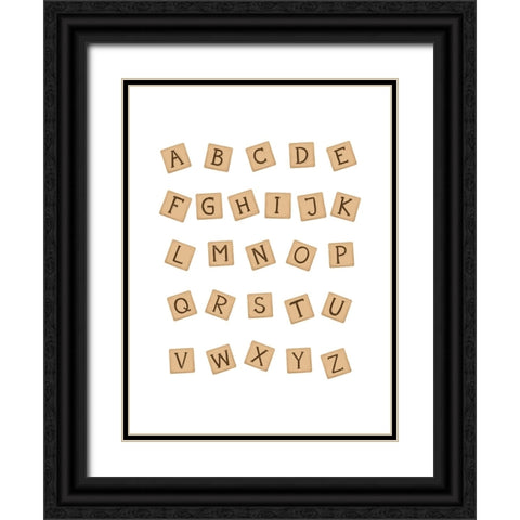 Wooden Blocks ABC Black Ornate Wood Framed Art Print with Double Matting by Eleonora, Aminah