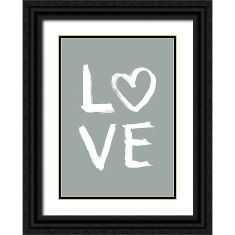 LOVE Toothy Green Black Ornate Wood Framed Art Print with Double Matting by Eleonora, Aminah