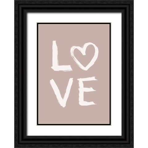 LOVE Toothy Pink Black Ornate Wood Framed Art Print with Double Matting by Eleonora, Aminah