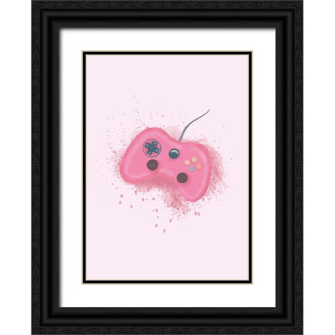 Gamer Splash Pink Black Ornate Wood Framed Art Print with Double Matting by Eleonora, Aminah
