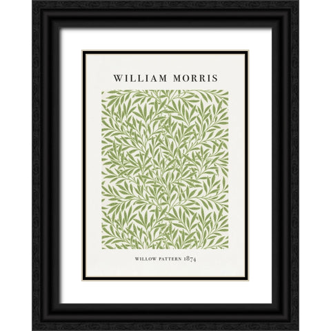 Willow Pattern Black Ornate Wood Framed Art Print with Double Matting by Pictufy
