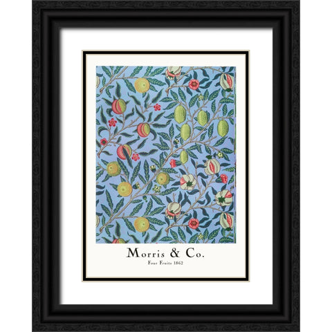 Four Fruits Black Ornate Wood Framed Art Print with Double Matting by Pictufy