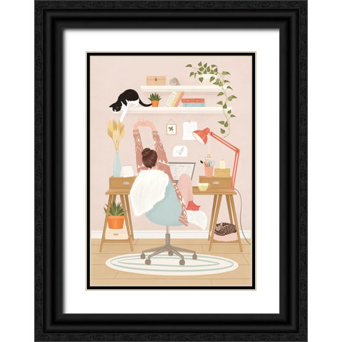 Home office Black Ornate Wood Framed Art Print with Double Matting by Holikova, Petra