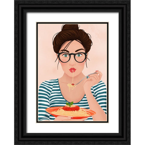 Spaghetti Black Ornate Wood Framed Art Print with Double Matting by Holikova, Petra