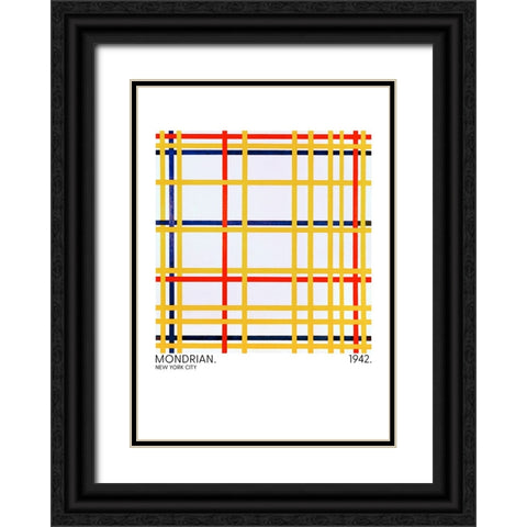 New York City 1 1942 Black Ornate Wood Framed Art Print with Double Matting by Pictufy