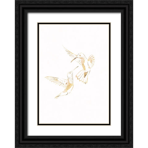 Gold Hummingbird Line art Silhouettes 4 Black Ornate Wood Framed Art Print with Double Matting by Manovski, Sarah