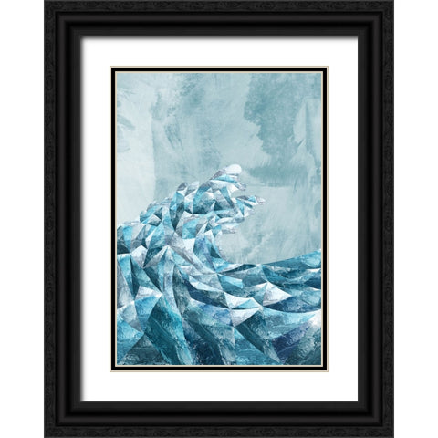 Geometric Metallic Silver Wave Black Ornate Wood Framed Art Print with Double Matting by Manovski, Sarah