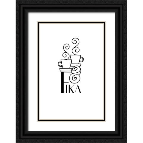Fika line art illustration Black Ornate Wood Framed Art Print with Double Matting by Laiz Blursbyai, Rosana